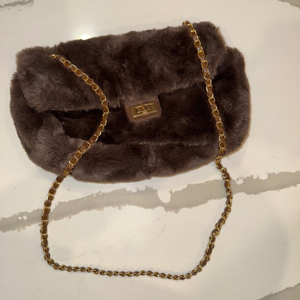 House of Harlow 1960 brown fur bag